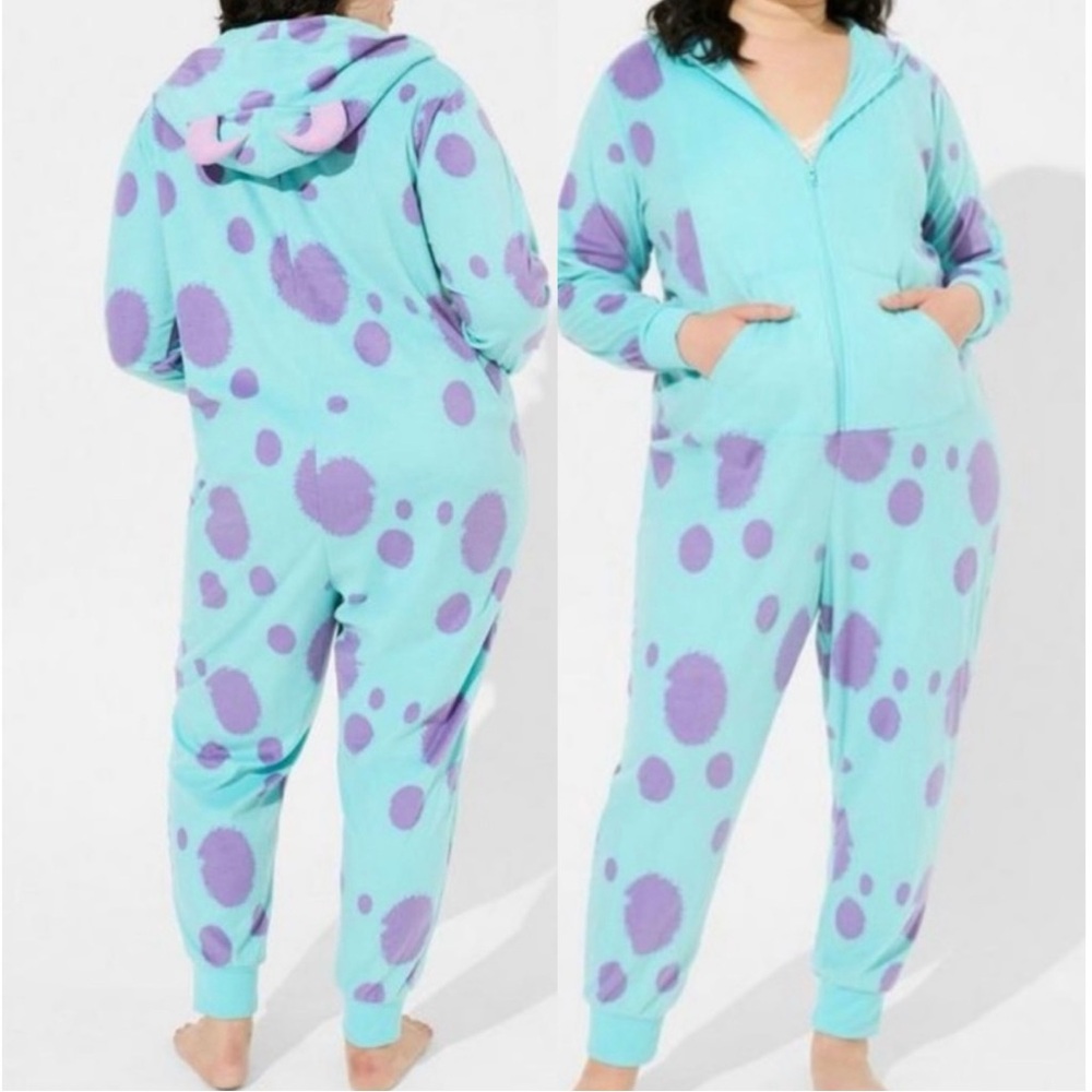 Pixar x Torrid Monsters Inc Full Body Suit with horned Hood. Size 1/2